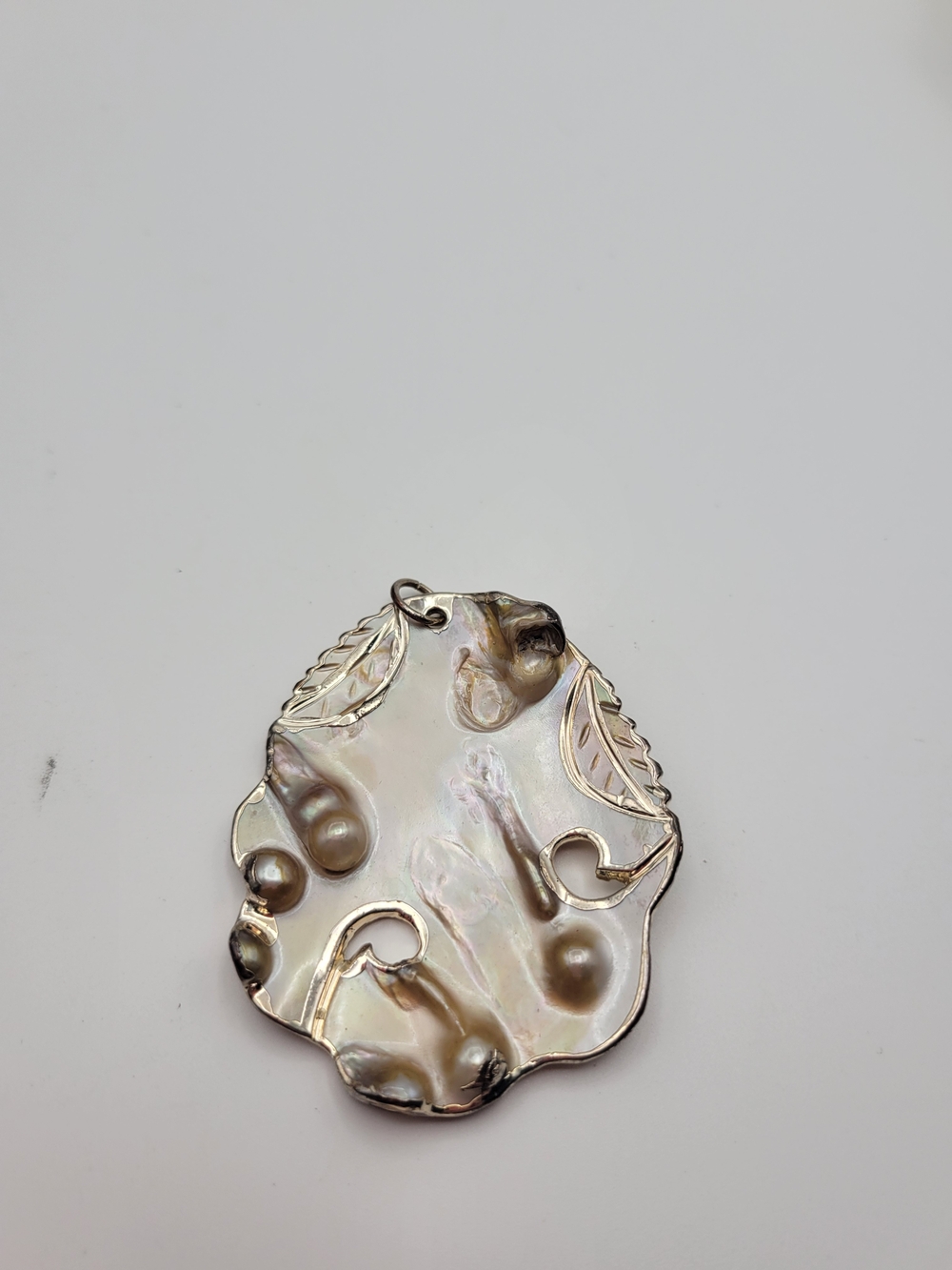 Vintage Handcrafted Iridescent Mother-of-Pearl Large Blister Pendant
